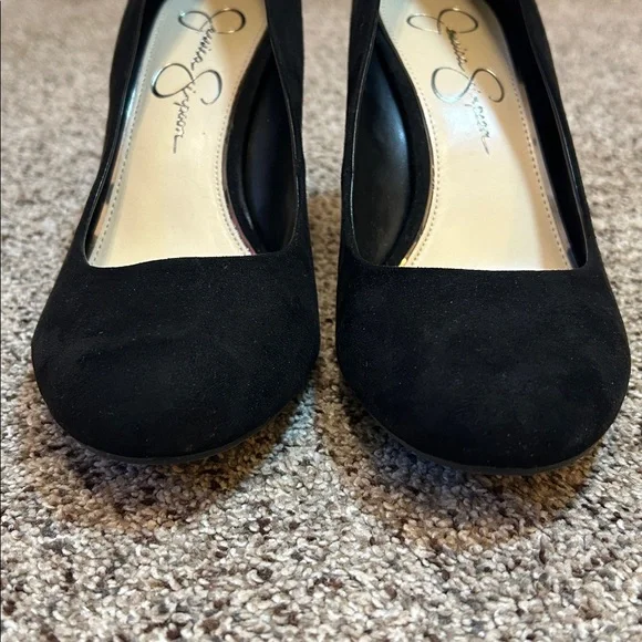 Jessica Simpson Black Suede Cash Solid Slip On Wedge Heels size 8.5 - Picture 5 of 16